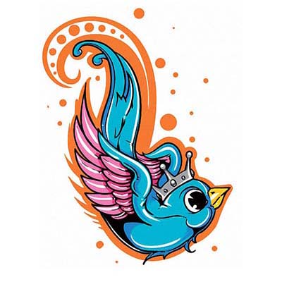 Swallow Crown Design Water Transfer Temporary Tattoo(fake Tattoo) Stickers NO.11595